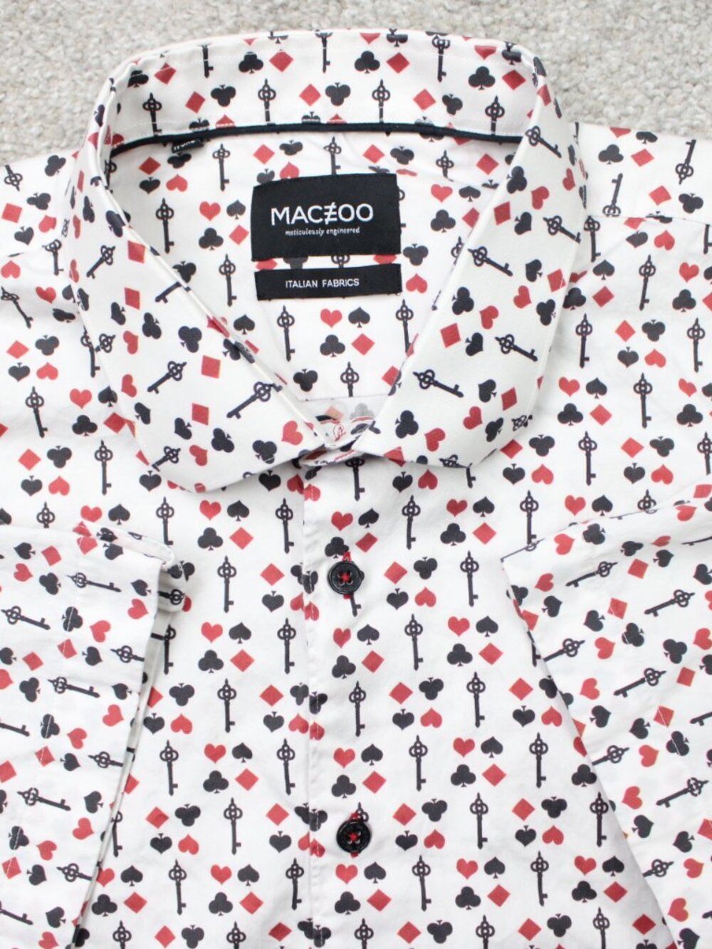 Maceoo AOP Shirt Mens 7/3XL White/Red/Black Fresh Blackjack All Over Print S/S